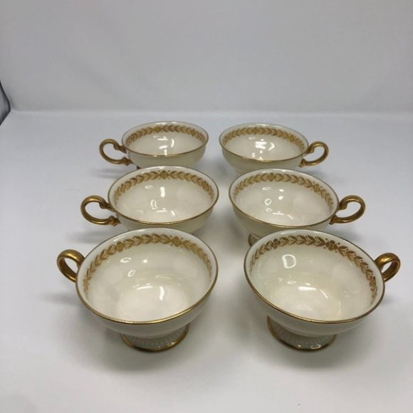 Teacups and Saucers Cream and Gold Castleton China Laurel Made in U.S.A - Picture 8 of 9